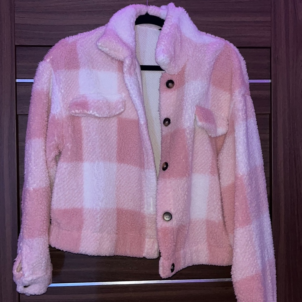 Plaid furry Jakcket💕